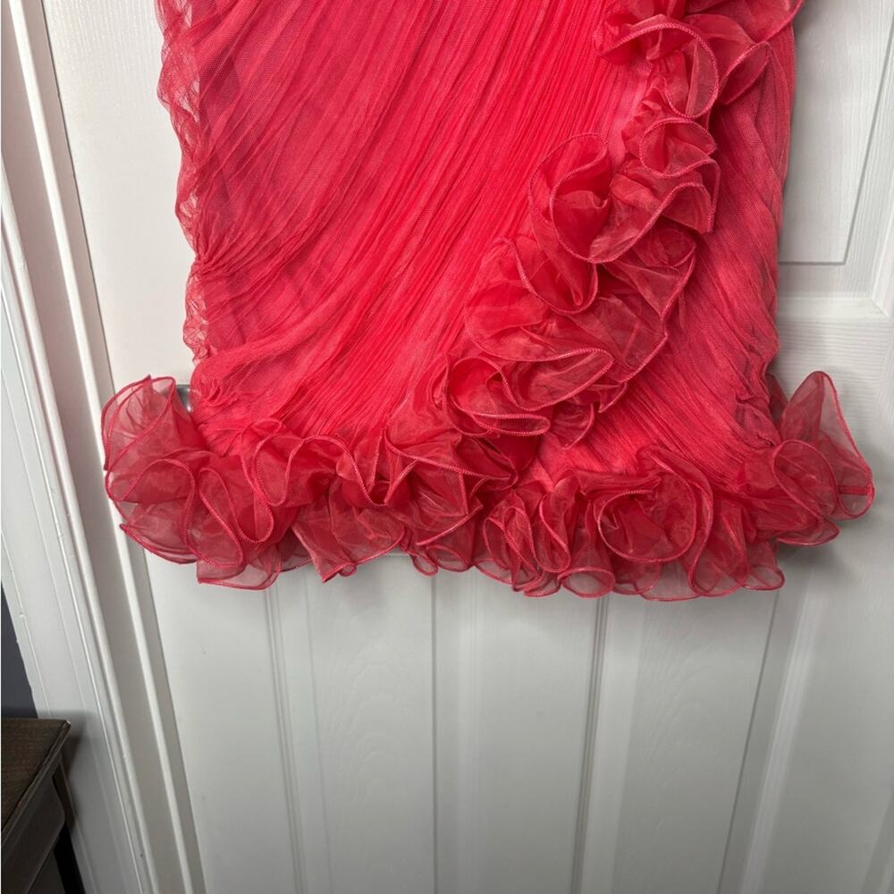ASOS Pink Tulle Ruffle Strapless Mini Dress Zip Back Size 8 - Picture 2 of 7